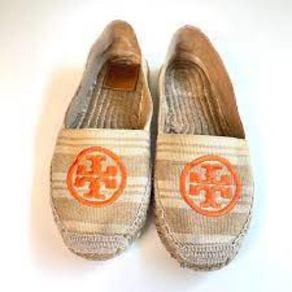 Tory Burch tan and cream  Espadrille shoe